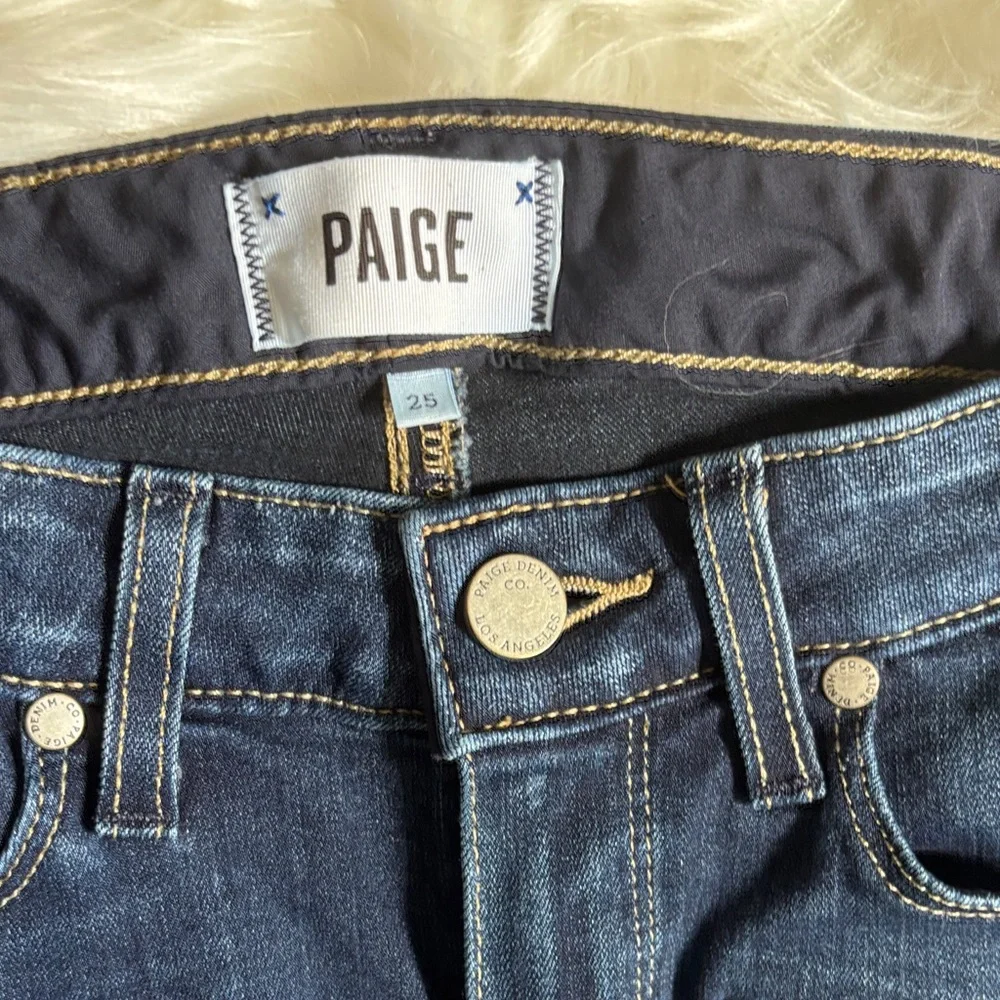 Paige Denim Women's Blue Skinny Leg Ankle Zip Moto Jeans Size 25